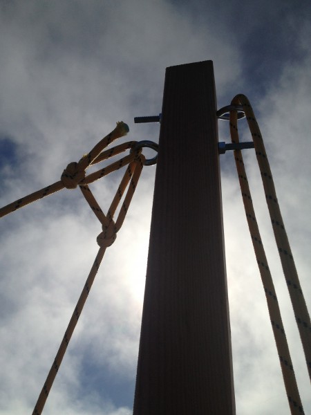 Guy lines and halyard for spinnaker